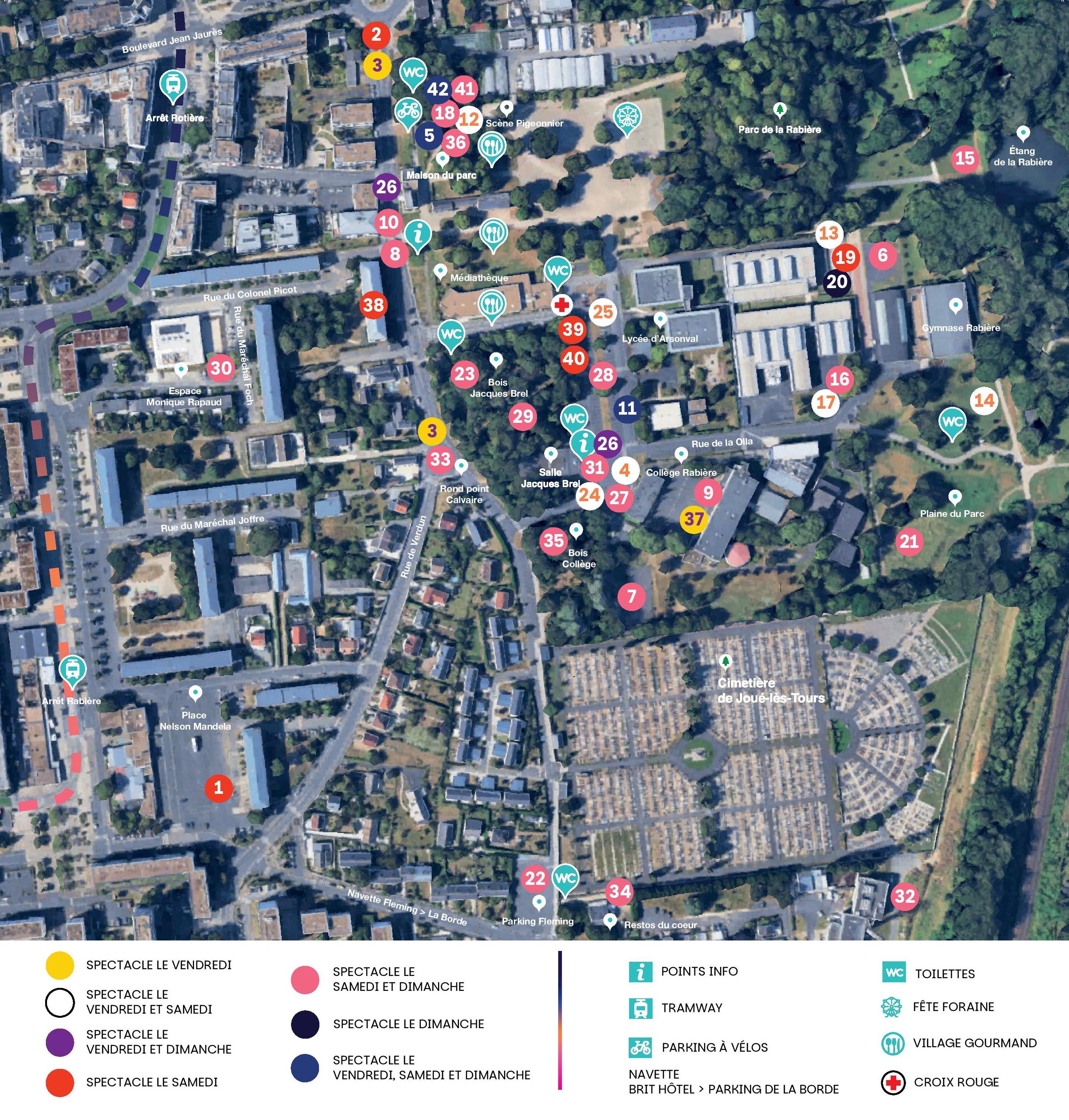 Plan des spectacles des Années Joué