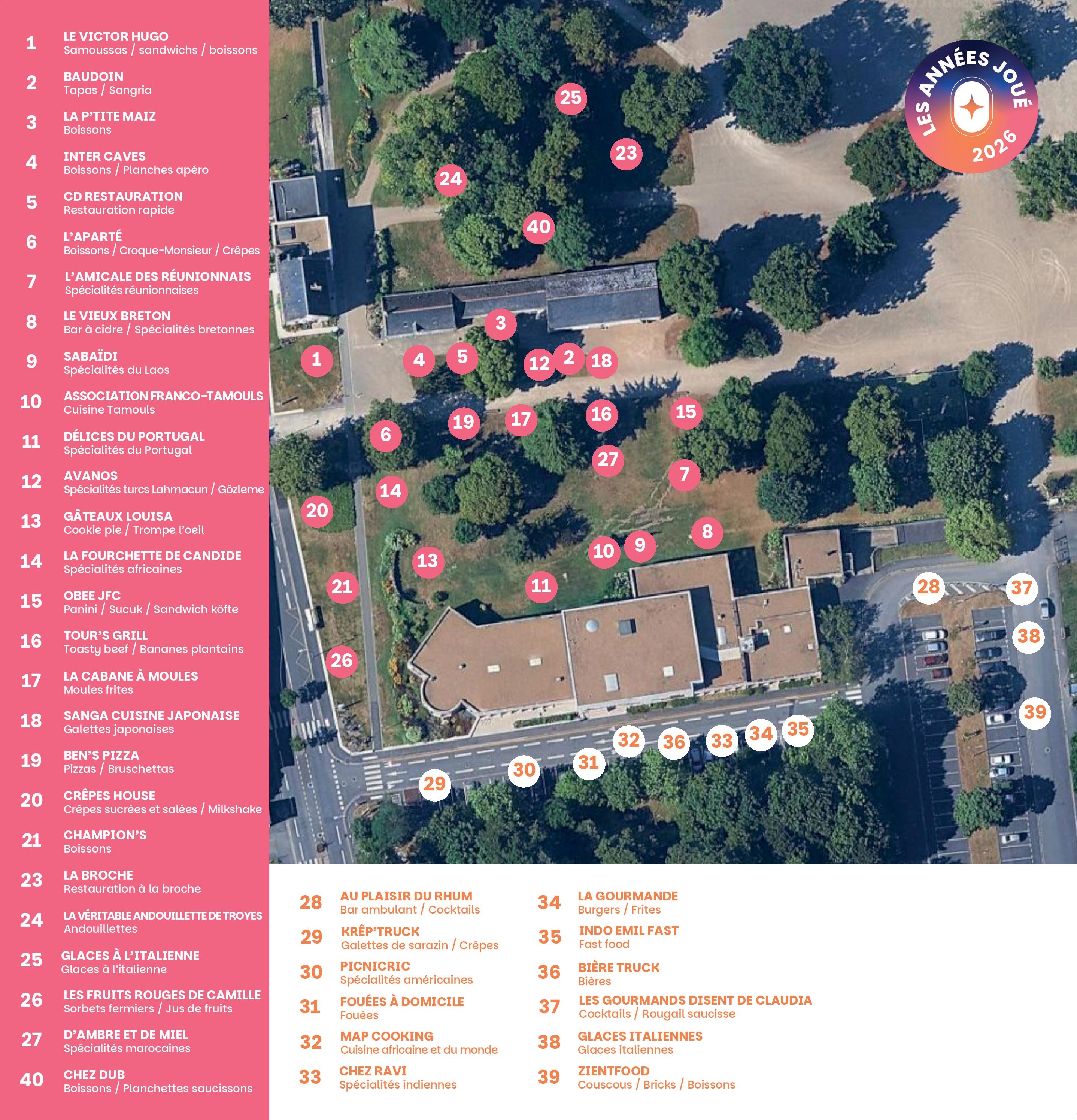 Plan du village gourmand des Années Joué